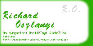 richard oszlanyi business card